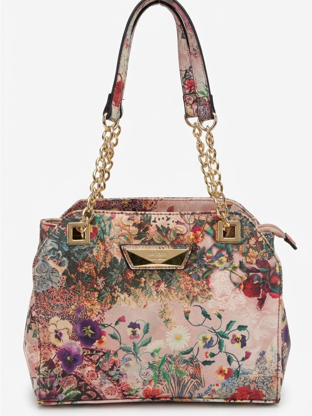 Nicole by Nicole Miller Pink Floral Chain-Handle Shoulder Bag
